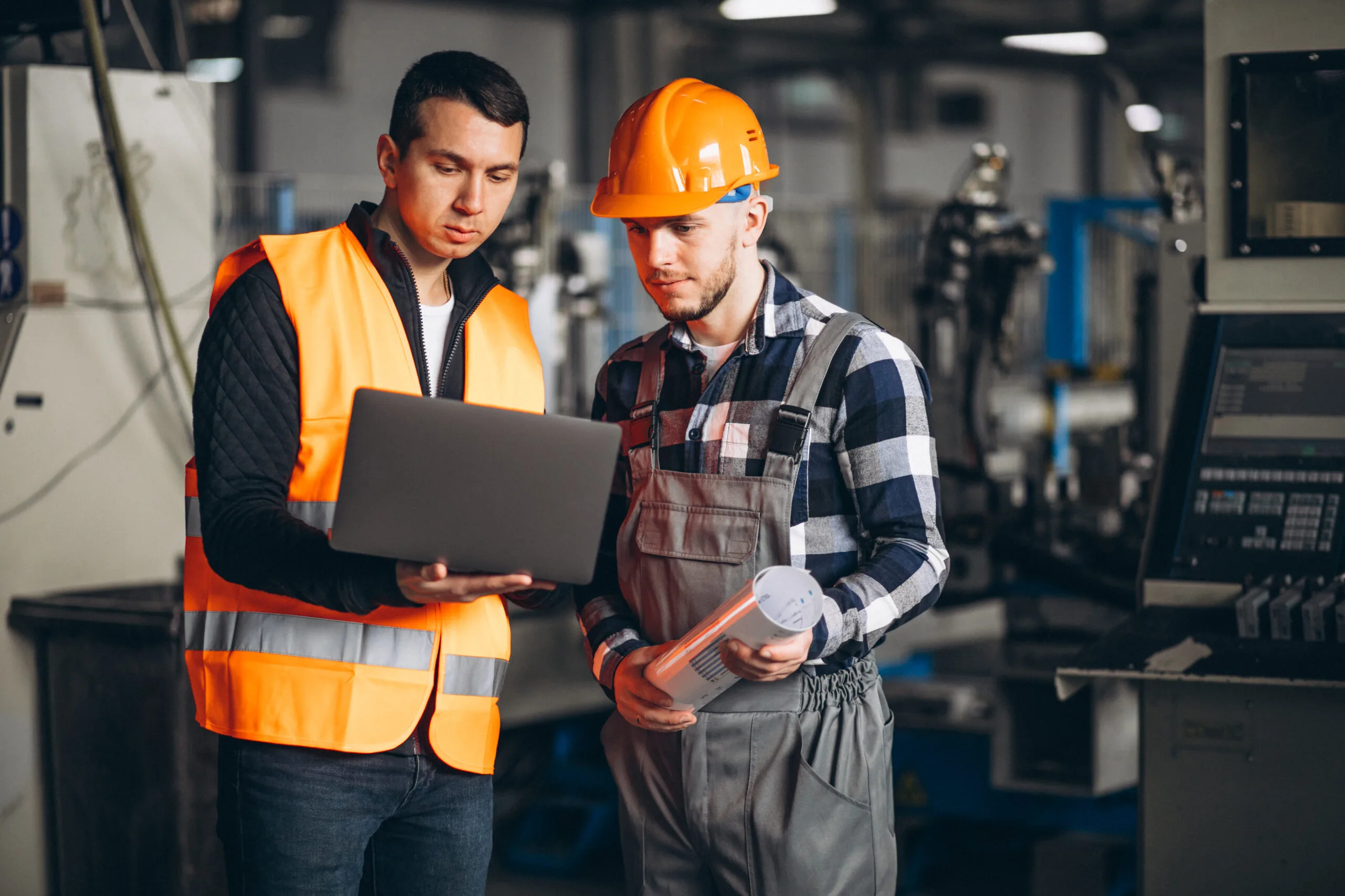 Two colleagues at a factory Two colleagues at a factory